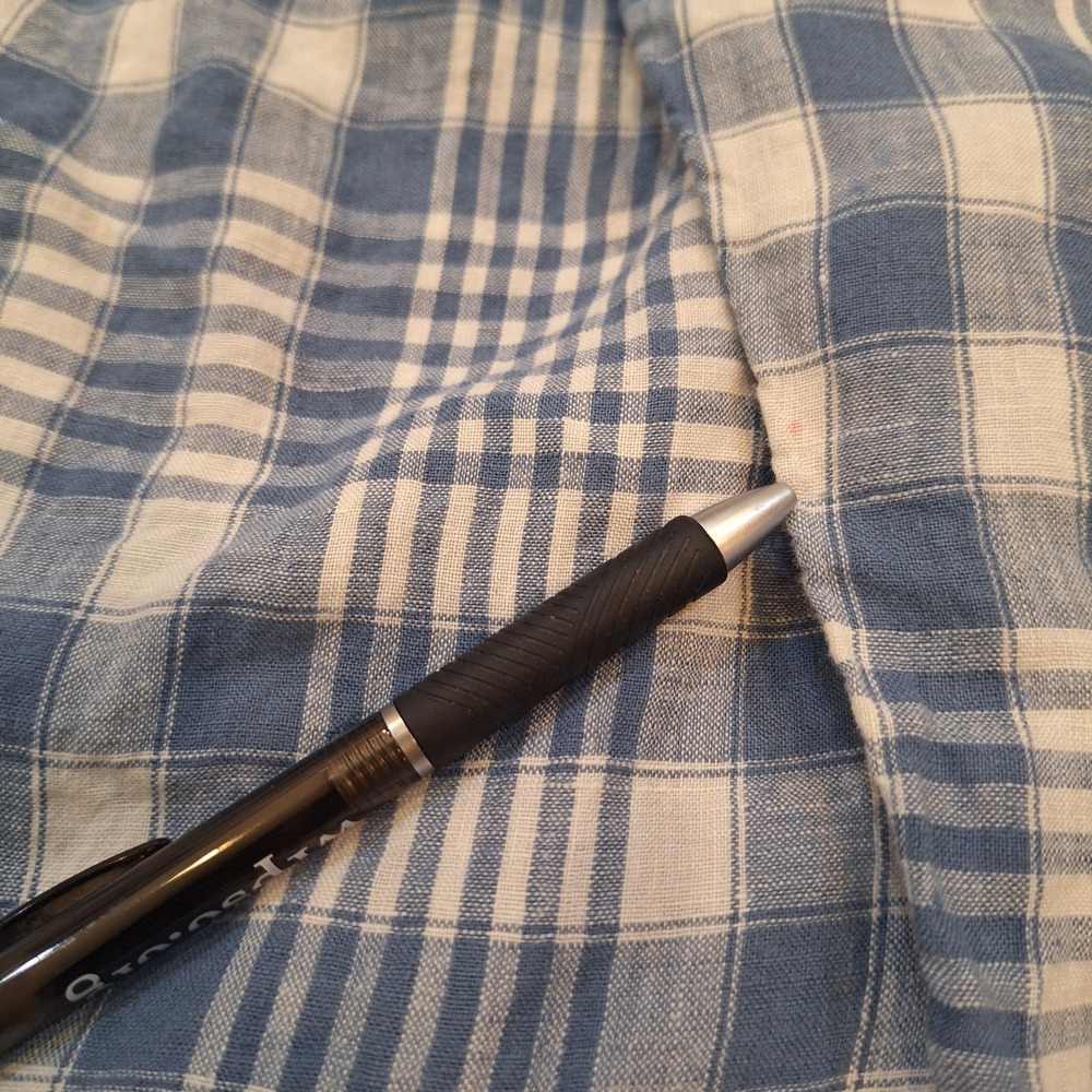 Polo Ralph Lauren Linen Check Pullover Shirt Wom Lg Blue Plaid LS Authenticated - Picture 8 of 11